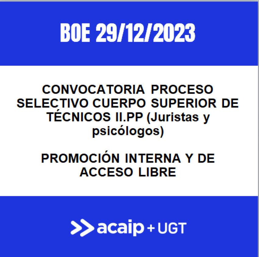 Convocatoria Técnicos II.PP acceso libre y promoción interna