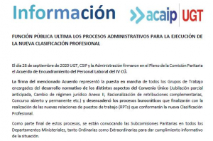P. Laboral.- Procesos ejecuci&oacute;n nueva clasificaci&oacute;n profesional