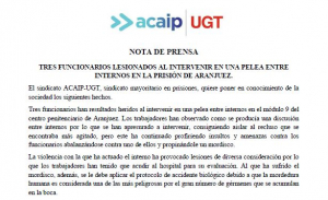 Tres funcionarios han sufrido lesiones en el C.P Aranjuez