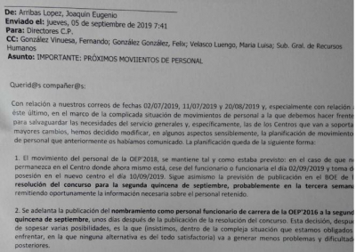 Previsi&oacute;n de movimientos de personal en II.PP