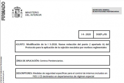 Instruccion 4/020.- Modificaci&oacute;n I 3/2020 sobre sujeci&oacute;n mec&aacute;nica