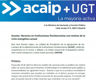 Solicitud Ministra Funci&oacute;n P&uacute;blica modificaci&oacute;n horario por crisis energ&eacute;tica