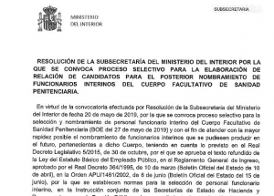 Convocatoria interinos Cuerpo Facultativo II.PP