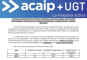 Comunicado reuni&oacute;n grupo trabajo Formaci&oacute;n